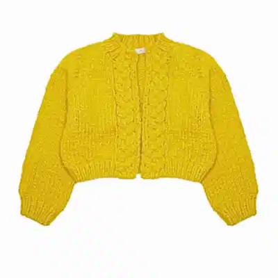 Antiquités Hand Knitted Cardigan in Yellow 1