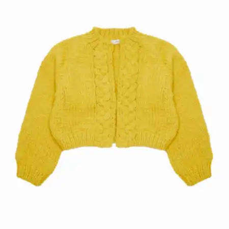 Antiquités Hand Knitted Cardigan in Yellow 1