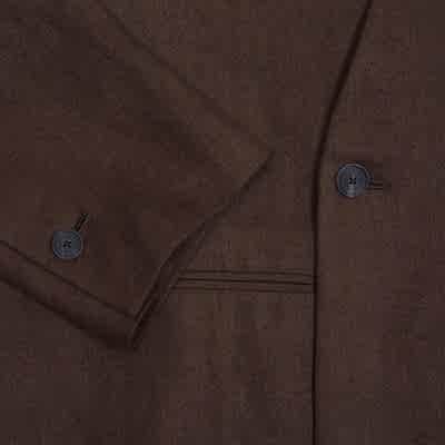 Aton Hemp Suede Tuxedo Collar Long Coat in Brown