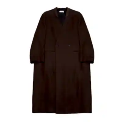 Aton Hemp Suede Tuxedo Collar Long Coat in Brown