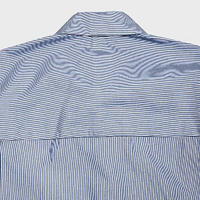 Aton Giza Stripe Standard Shirt in Navy 4 