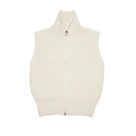 Aton Zipped Up Vest in Off White