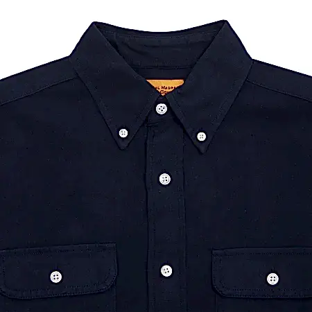 Original Madras Twin Flap Pocket Button Down Collar Shirt in Dark Blue