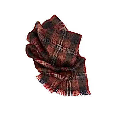 De Bonne Facture University Giant Scarf in Red and Brown Tartan 3