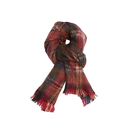 De Bonne Facture University Giant Scarf in Red and Brown Tartan 1