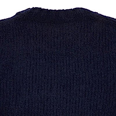 De Bonne Facture Boucle Wool Crew Neck Sweater in Navy 4