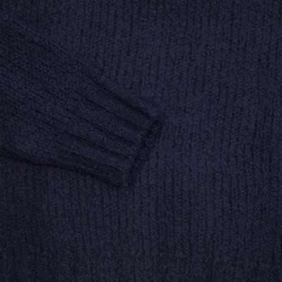 De Bonne Facture Boucle Wool Crew Neck Sweater in Navy 2