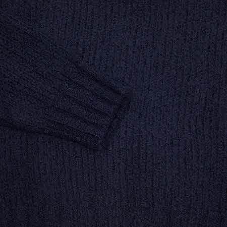 De Bonne Facture Boucle Wool Crew Neck Sweater in Navy 1