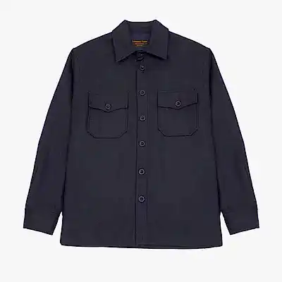 East Harbour Surplus Moab Wool Overshirt in Navy