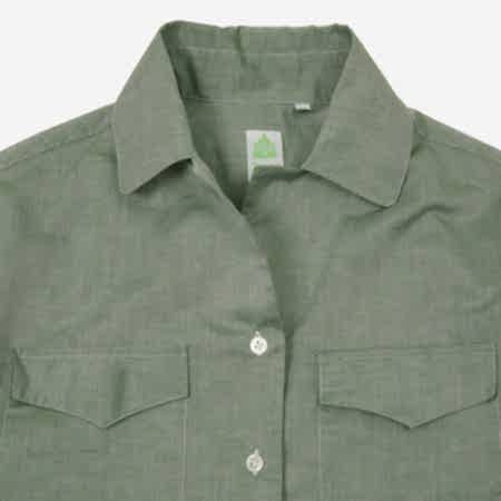 Finamore Women's Antonia Cotton / Linen Shirt in Green