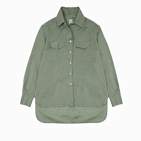 Finamore Women's Antonia Cotton / Linen Shirt in Green