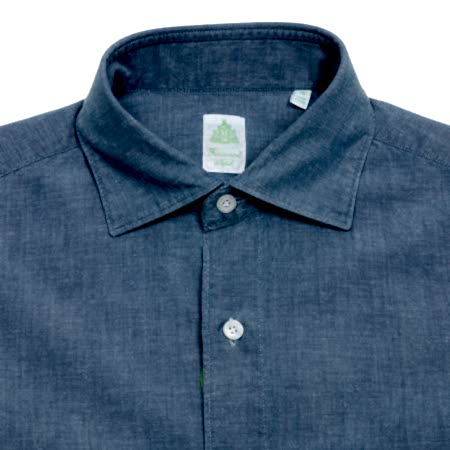 Finamore Tokyo Luigi Original Chambray Shirt in Light Blue