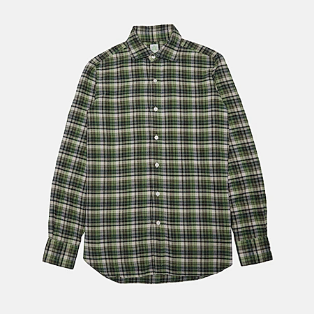 Finamore Gaeta Luigi Cotton Shirt in Green Check