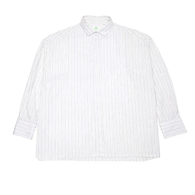 Finamore Women's Divina Shirt in White/Blue Pin Stripe