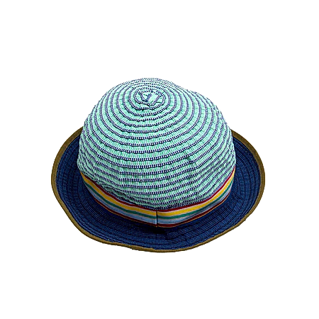 Grevi Contrasting Tape Hat in Blue/Green