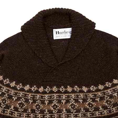 Men's Fair Isle Shawl Collar Sweater in Black 1