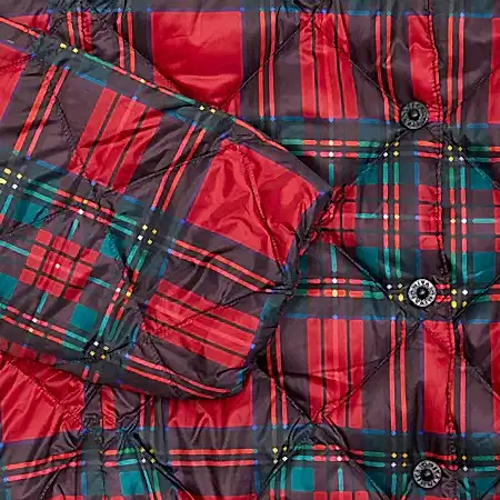 Antiquités Padded Down Jacket in Red Tartan 1