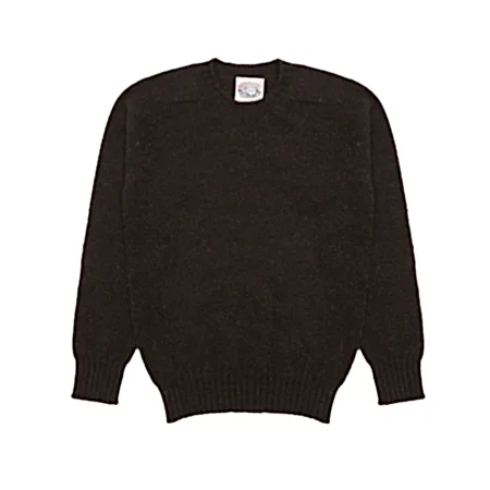 Jamieson's Crewneck Shetland Jumper in Shetland Black 1