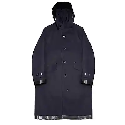 Mackintosh Kirkton Bonded Cotton Hooded Raincoat in Navy 4