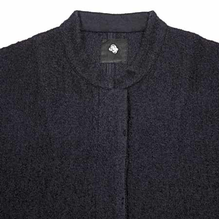 Maison De Soil Wool/Cotton Stand Collar Fly Front Jacket in Dark Navy