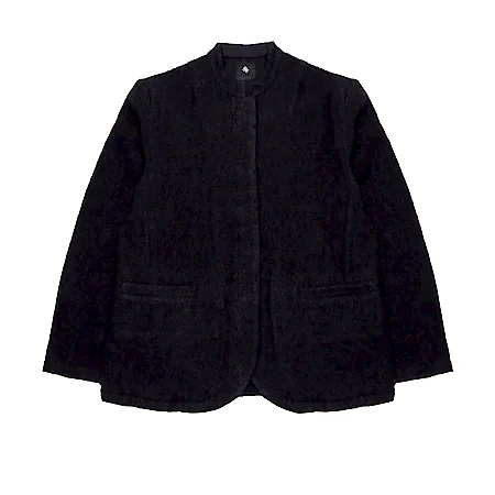 Maison De Soil Wool/Cotton Stand Collar Fly Front Jacket in Dark Navy