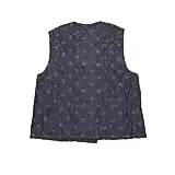 Maison De Soil Silk No Collar Double Vest in Dark Navy and Charcoal Grey Dot Print