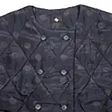 Maison De Soil Silk No Collar Double Vest in Dark Navy and Charcoal Grey Dot Print