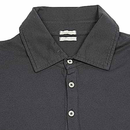 Massimo Alba Ischia Cotton Polo Shirt in Nero Lavato