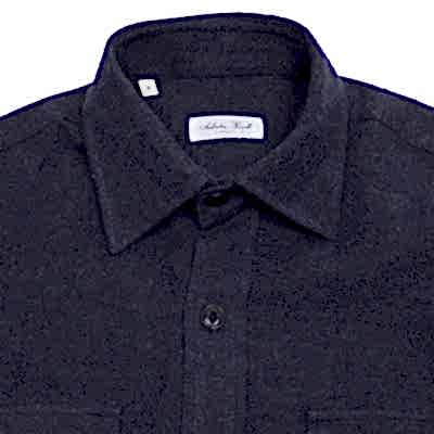 Salvatore Piccolo Linen Wool Shirt in Navy