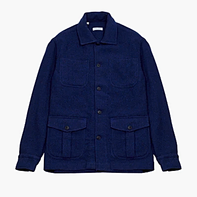 Salvatore Piccolo Virgin Wool Overshirt in Blue