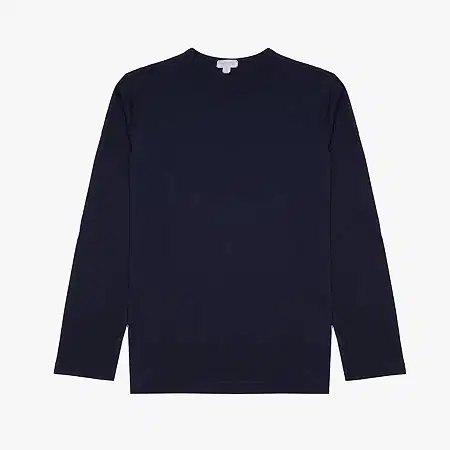 Sunspel Classic Long Sleeve T-Shirt in Navy