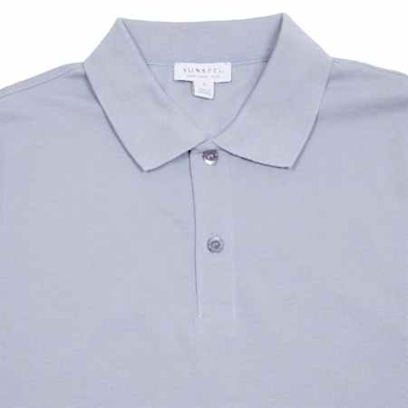 Sunspel Piqué Polo Shirt in Smoke Blue