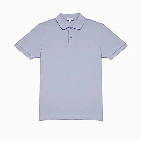 Sunspel Piqué Polo Shirt in Smoke Blue