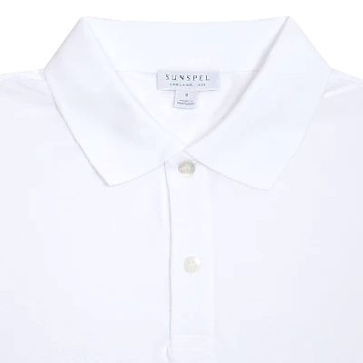 Sunspel Piqué Polo Shirt in White