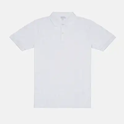 Sunspel Piqué Polo Shirt in White