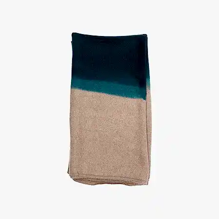 Suzusan Cashmere Knit Travel Shawl in Spruce / Light Coffee