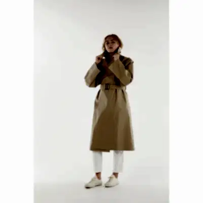 Mackintosh Women's Kintore Bonded Cotton Overcoat in Fawn