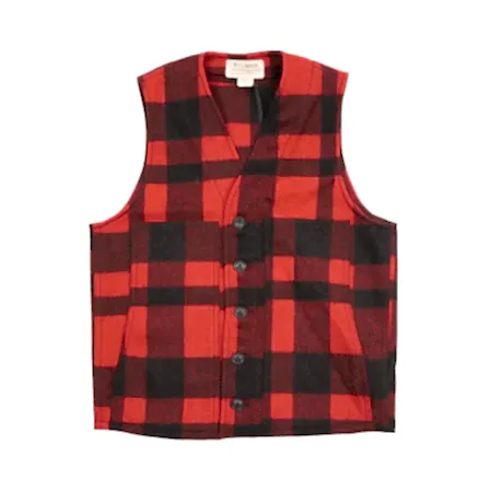 Filson Wool Mackinaw Vest in Red Check