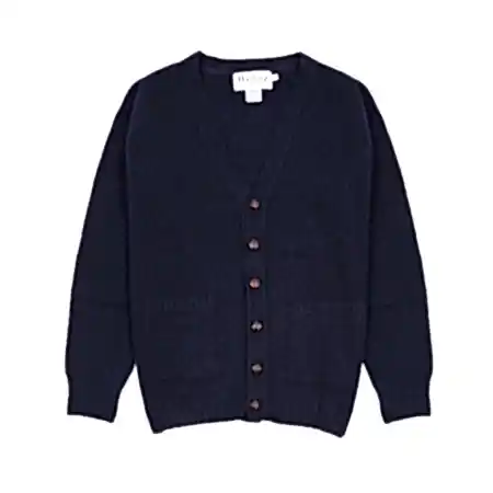 Harley Lambswool Cardigan in Nero Navy