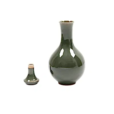 Keramische Werkstatt Margaretenhöhe Hand Thrown Large Stoneware Bottle in Dark Green