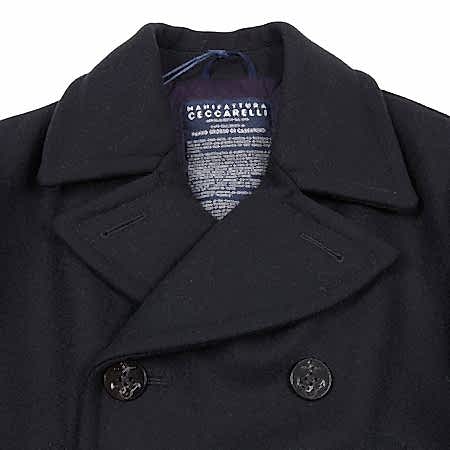 Manifattura Ceccarelli Panno Stio Wool Pea Coat in Navy