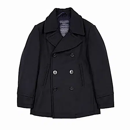 Manifattura Ceccarelli Panno Stio Wool Pea Coat in Navy